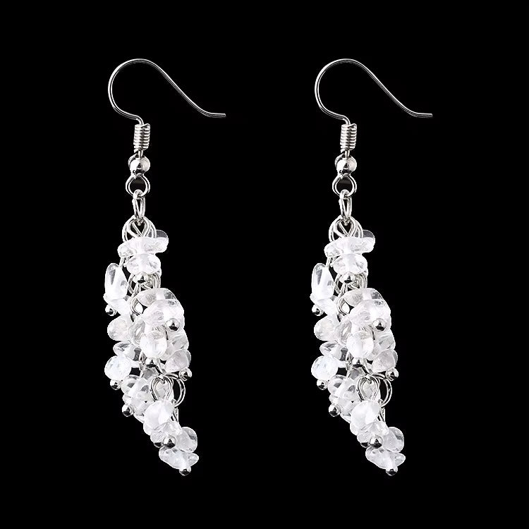 Handcrafted genuine stone dangle light weight grape style dangle earrings