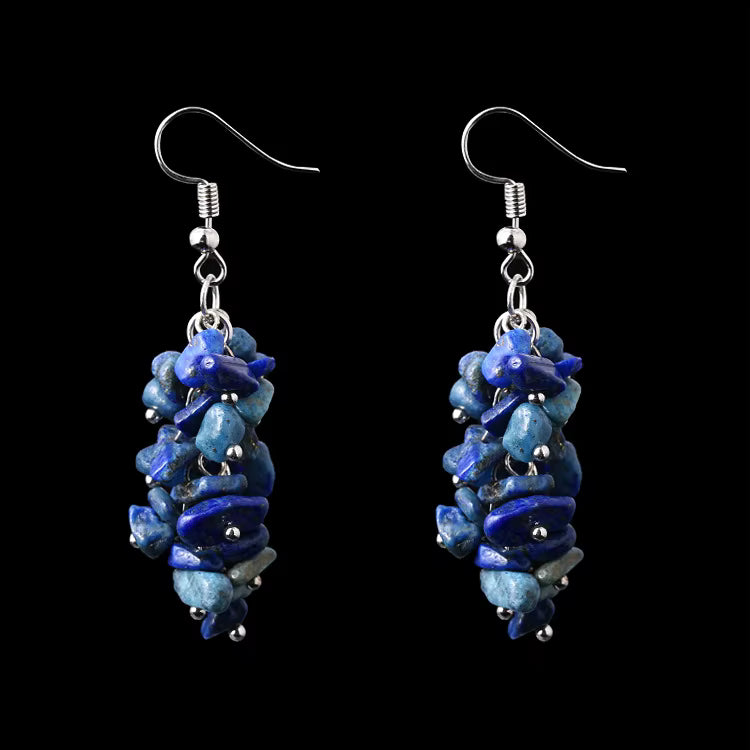 Handcrafted genuine stone dangle light weight grape style dangle earrings