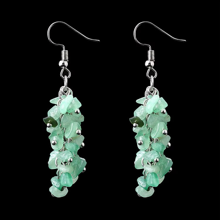 Handcrafted genuine stone dangle light weight grape style dangle earrings