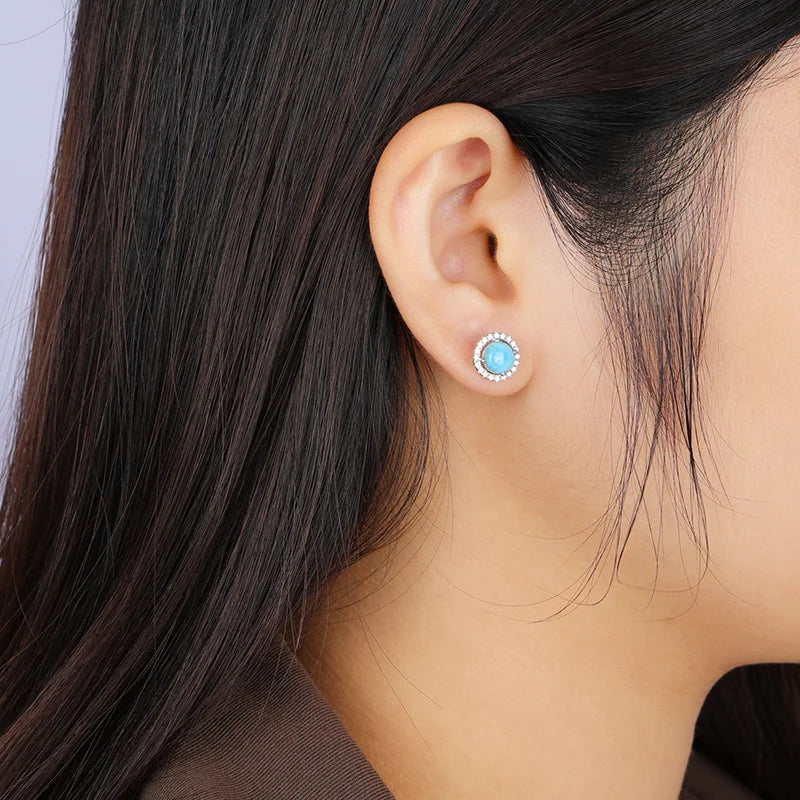 XYOP 925 sterling silver zircon jewelry gift vintage flowers natural precious Larimar pendant necklace female earrings