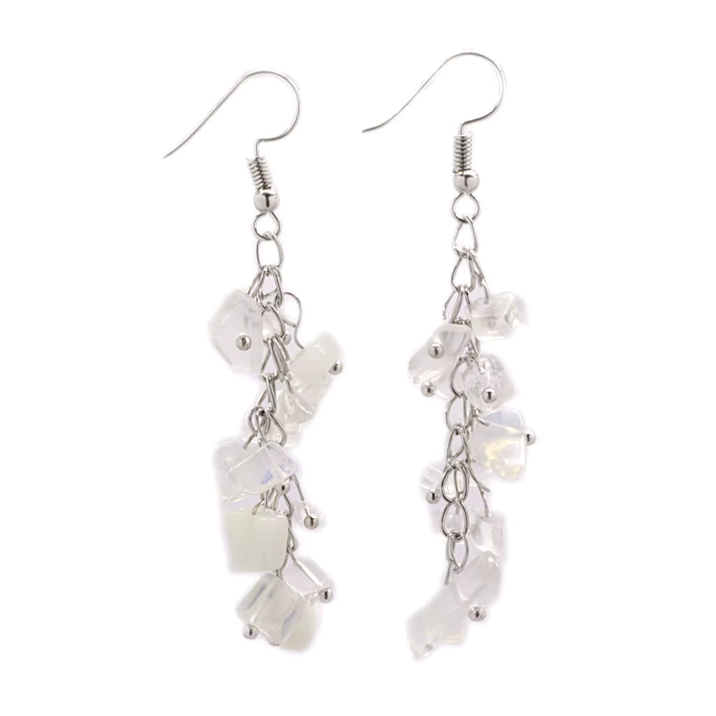 Handcrafted genuine stone dangle light weight grape style dangle earrings