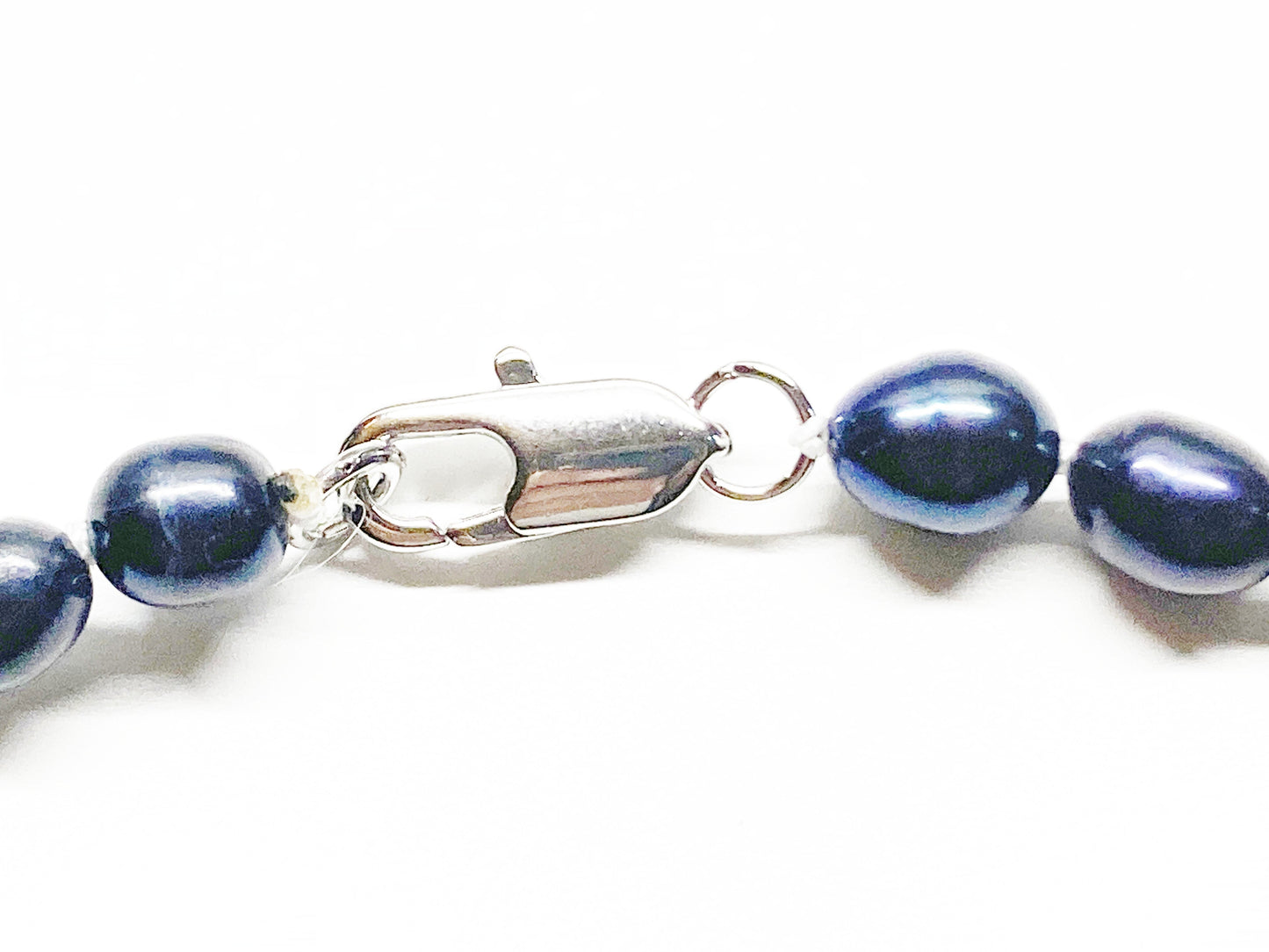 XL-2412PURPLE-05 BLACK FRESHWATER RICE PEARL NECKLACE WITH CZ