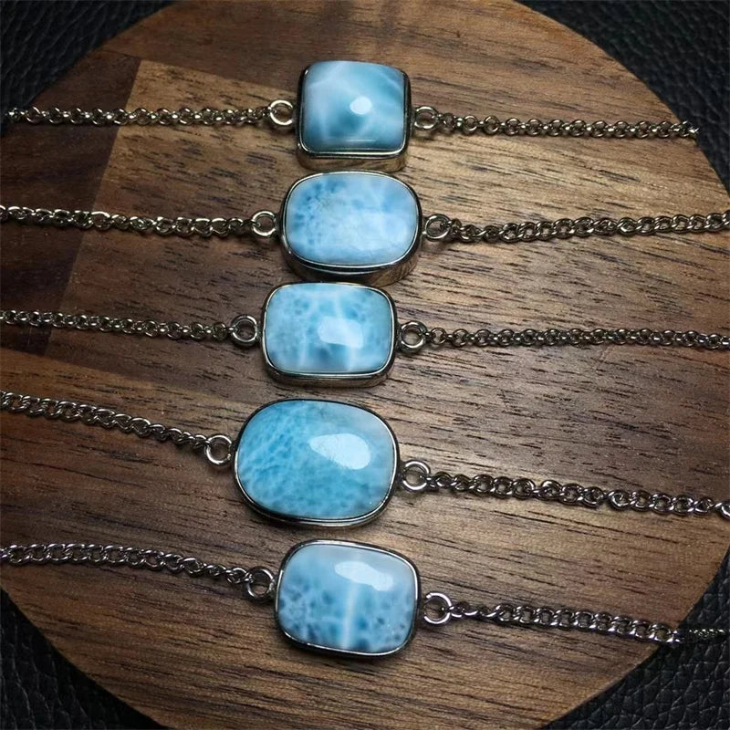 Natural Larimar Inlaid Bracelet Gemstone Bangle