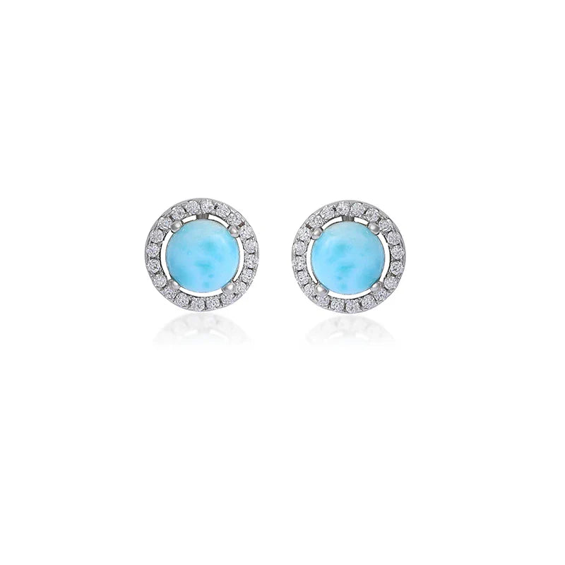 XYOP 925 sterling silver zircon jewelry gift vintage flowers natural precious Larimar pendant necklace female earrings