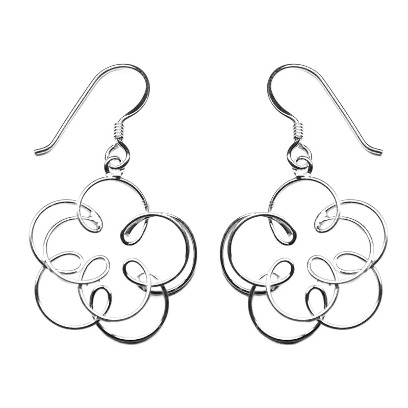 Sterling silver handmade circles drop earrings