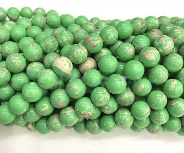 Green Natural sea sediment imperial jasper stone bead - Providence silver gold jewelry usa