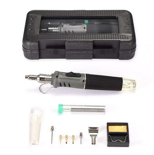 10 in 1 Butane Gas Soldering Iron Kit Self-ignition Welding Torch Pen Multifunctional Butane Tip Blow Burner Welding Tools