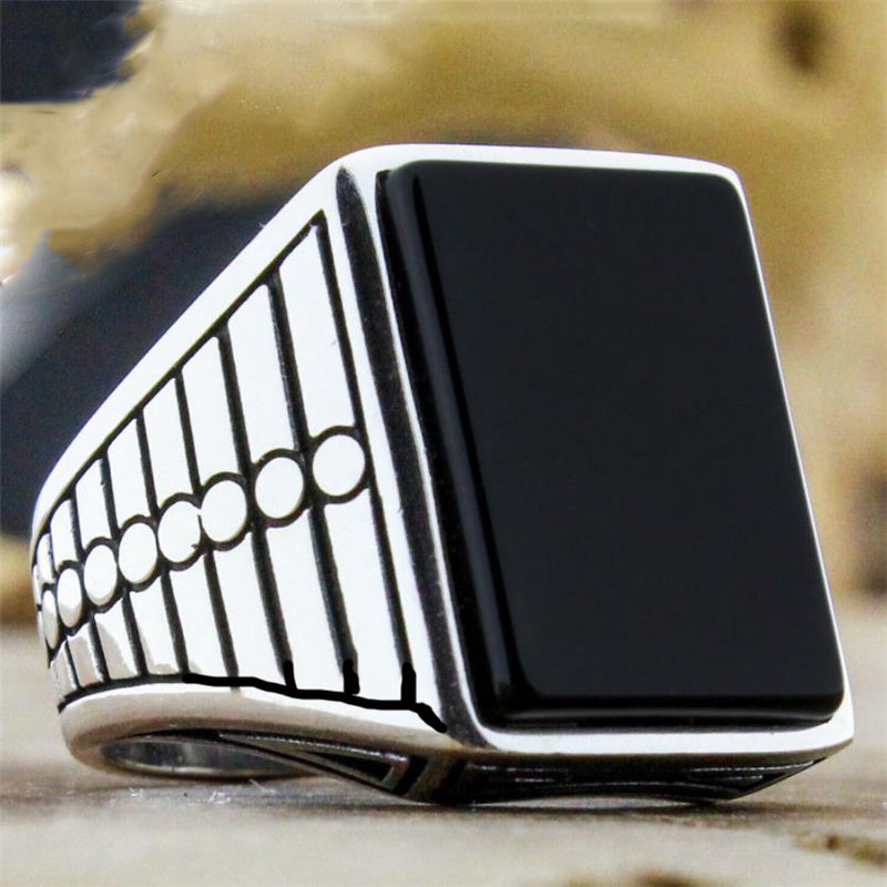 Male Trend Personality Geometric Enamel Male 925 silver Ring