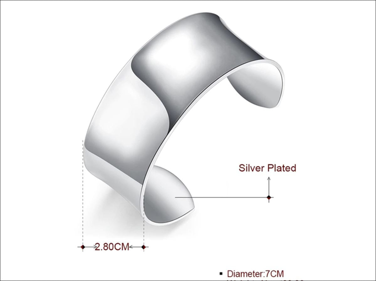 925 Silver open cuff bracelet highly polished