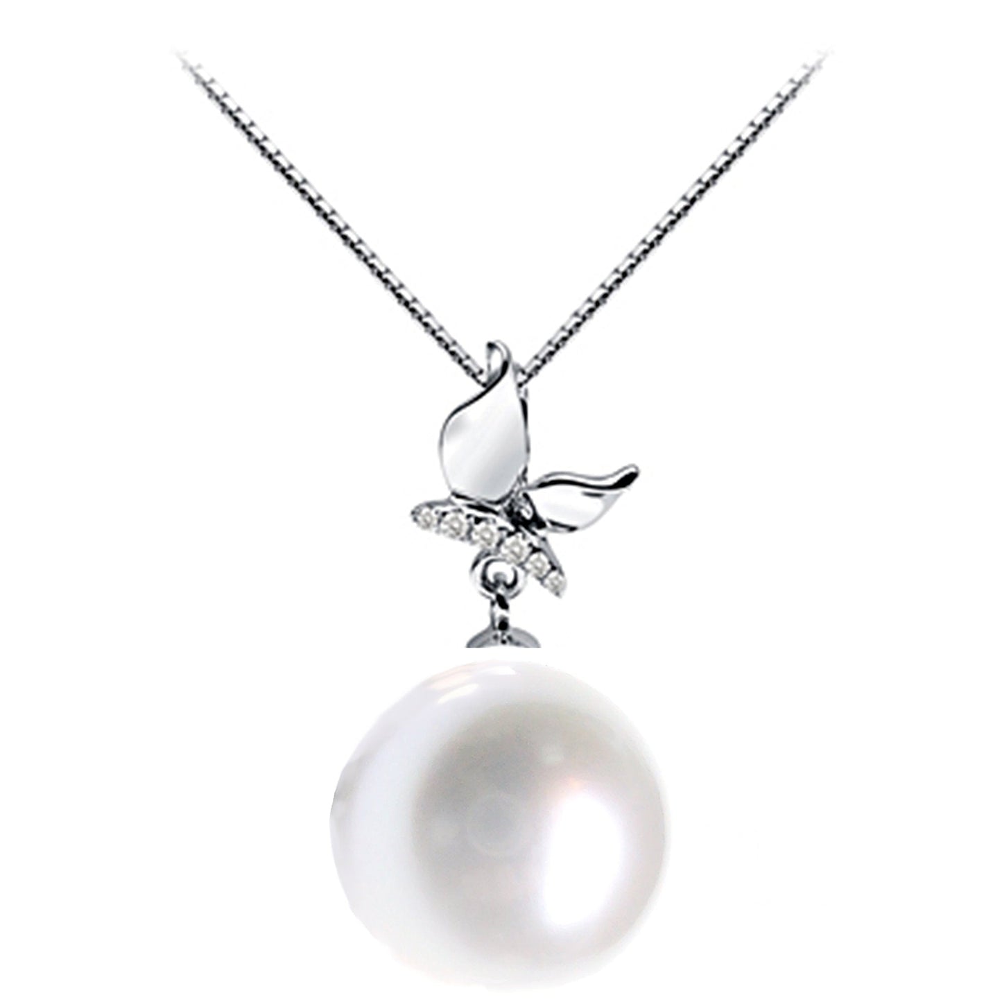 Freshwater Pearl and Diamond pendant 14K