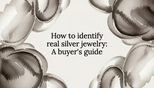 Watercolor ribbon title card frame for silver jewelry guide