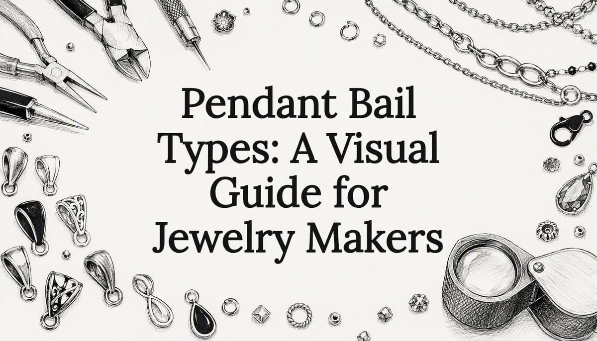 Decorative title card with pendant bail sketches