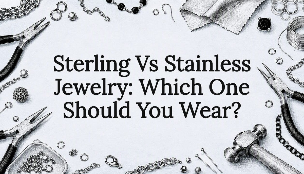 Decorative title card illustration with jewelry tools
