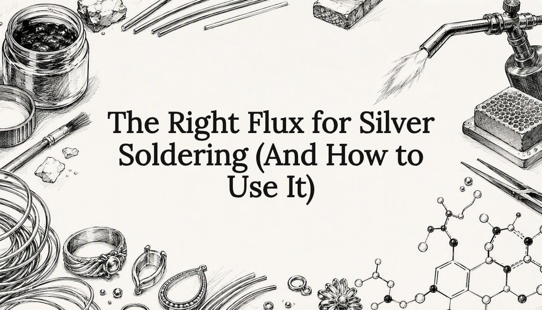 Decorative title card illustration for silver soldering flux article