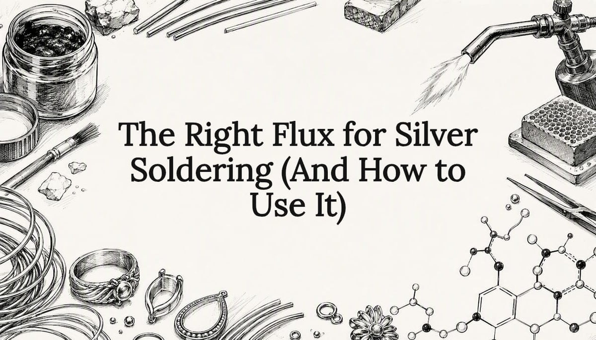 Decorative title card illustration for silver soldering flux article