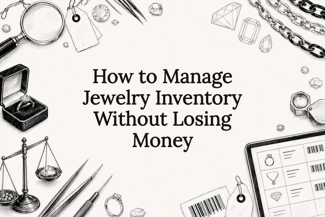 Decorative title card illustration for jewelry inventory management