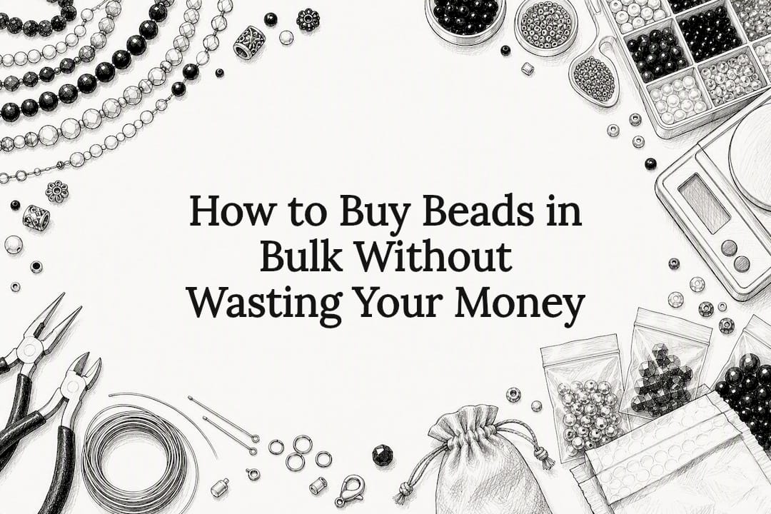 Decorative title card illustration for bulk bead buying article