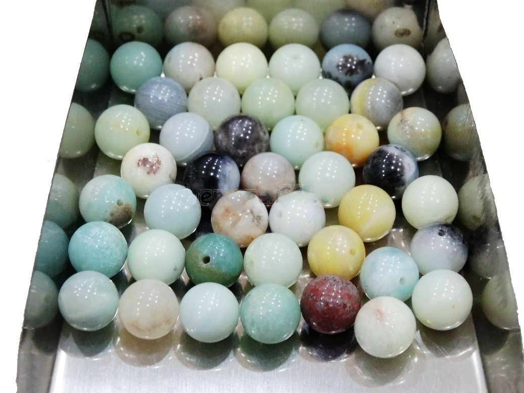 Multi Colored Amazonite gemstone bead - Providence silver gold jewelry usa