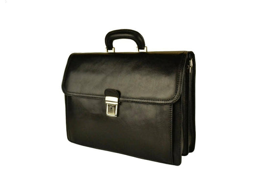 Unisex leather briefcase made in italy