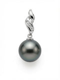 10mm AAA Tahitian Pearl & Diamond Pendant in 14K White Gold | Handmade (Copy)