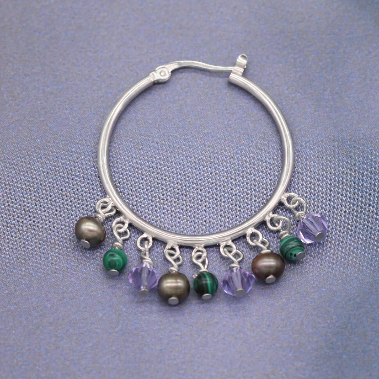 A pair of hoop earrings Boho style fresh water pearl and stone earrings in a lovely tassel style design, perfect for birthdays, anniversaries, Valentine's Day gifts, with gift box[EH-2501Colour-01]