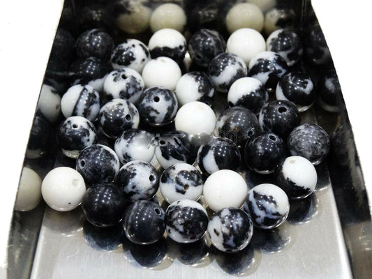 Black & White Zebra bead 20/pkg - Providence silver gold jewelry usa