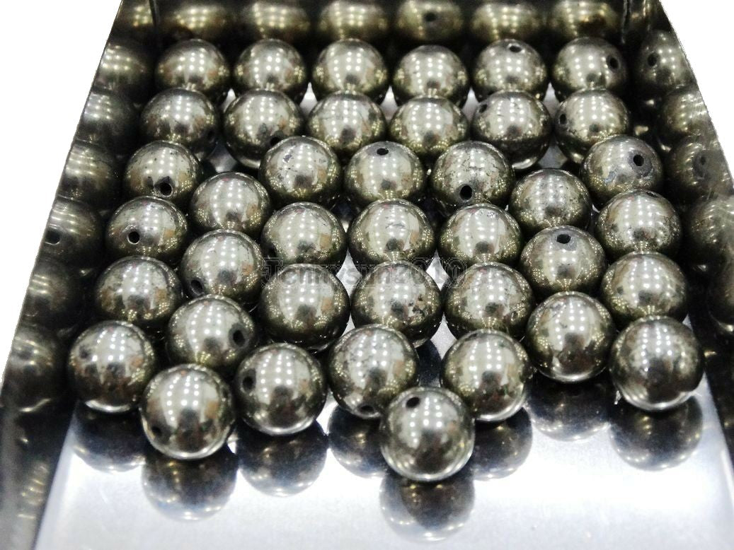 Pyrite Gemstone bead 20/pkg - Providence silver gold jewelry usa