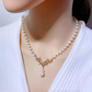 A 100% handmade authentic white freshwater pearl necklace with gold-plated antler pendant, elegant freshwater pearl jewelry, suitable for her holiday gifts, with a gift box for everyday wear, weddings and anniversaries. 【NK-XL2501White-07】