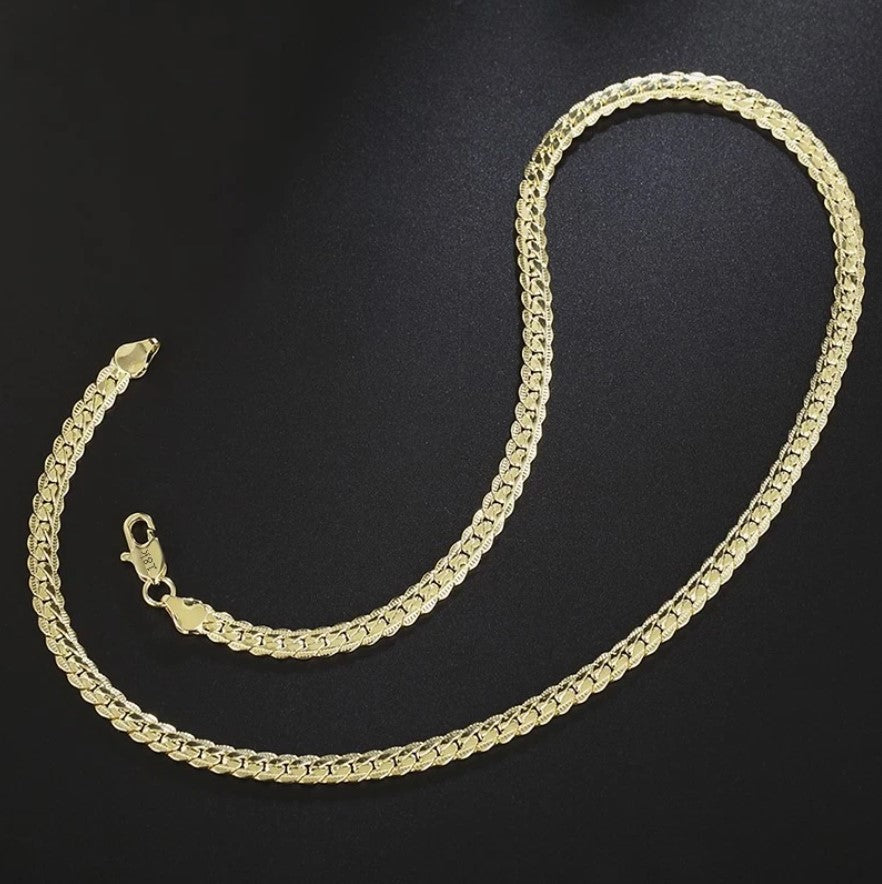 18K Gold clad over 925 solid sterling silver sideways chain - Providence silver gold jewelry usa