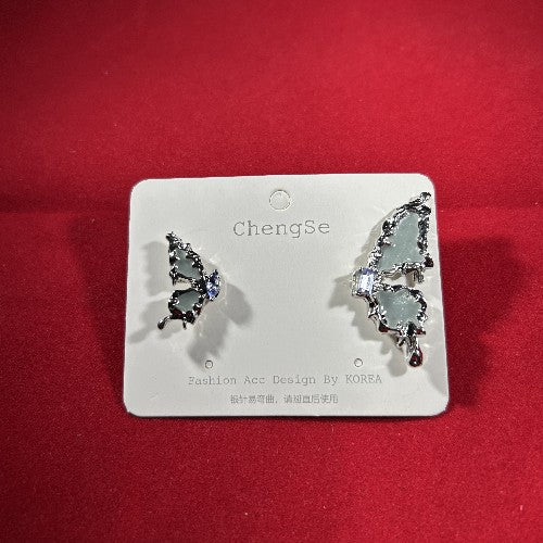 Blue color butterfly silver stud earrings