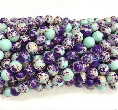 Natural Blue Purple Imperial Jasper beads Sea Sediment 20/PKG - Providence silver gold jewelry usa