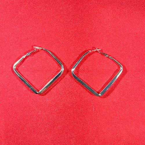 Geometric silver style hoop earrings