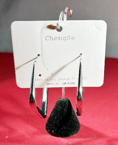 Geometric silver style hoop earrings