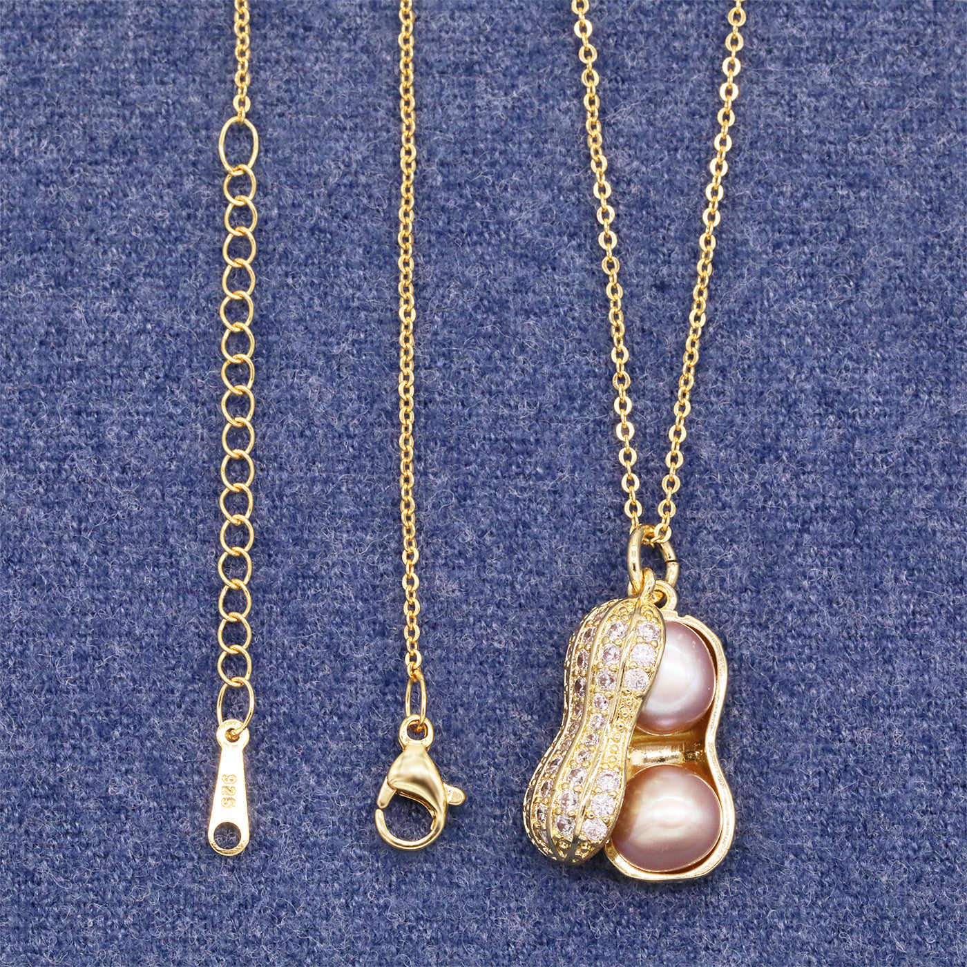 A luxury peanut Freshwater Pearl pendant necklace unique design good things happen pendant necklace, with exquisite gift box, suitable for everyday, weddings, festivals and parties to wear everything freshwater pearl pendant necklace[XL-2502Golden-04]