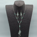 Handcrafted green trumpet shape stone Necklace Earrings Jewelry set Boho style Stone jewelry set Gift suitable for wedding party Holiday Valentine's Day[NK-XL2501Green-01]