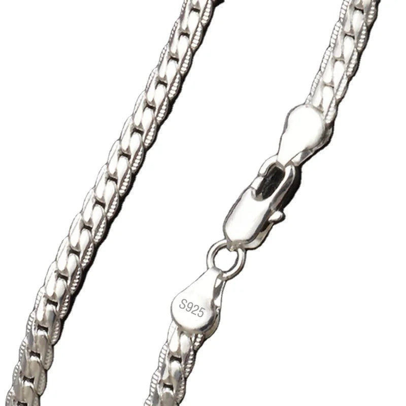 6 mm Sideway chain in 925 silver or 18K gold finish