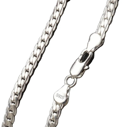 6 mm Sideway chain in 925 silver or 18K gold finish