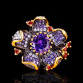 Nightfall Jewell Women’s Bloom Ring with Crystal & Amethyst Stones