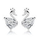Elegant 925 Sterling Silver Crown Swan Earrings