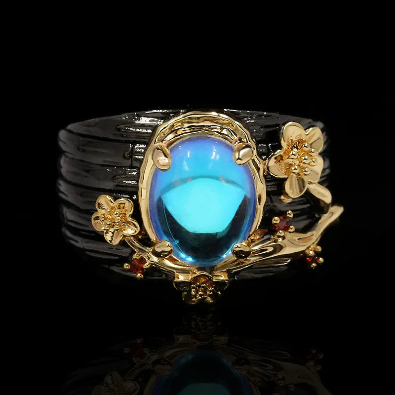 Nightfall Jewell Ring – Black & Gold Statement Ring