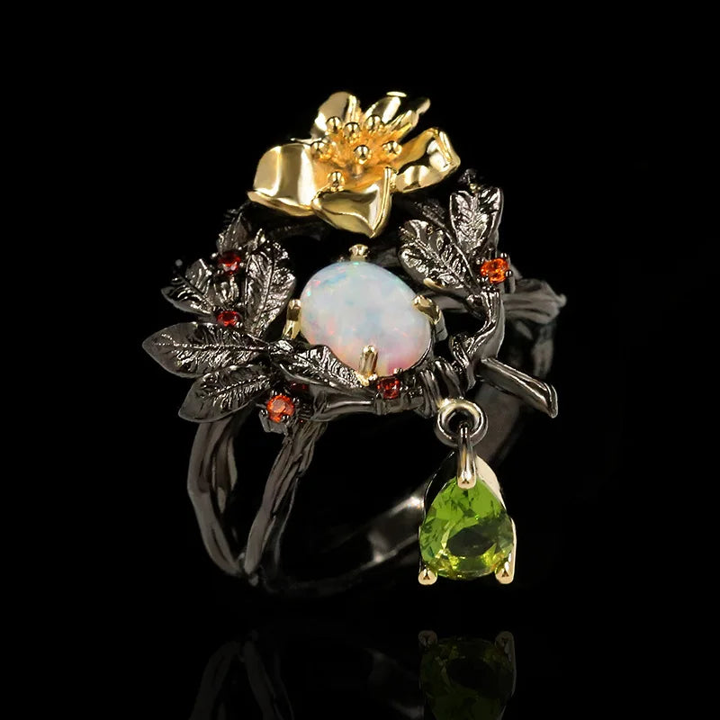 Nightfall Jewels Enchanted Bloom Opal Statement Ring