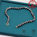 XL=2411-SILVER-001 OVAL SILVER STONE CLASP 12MM PEARL NECKLACE