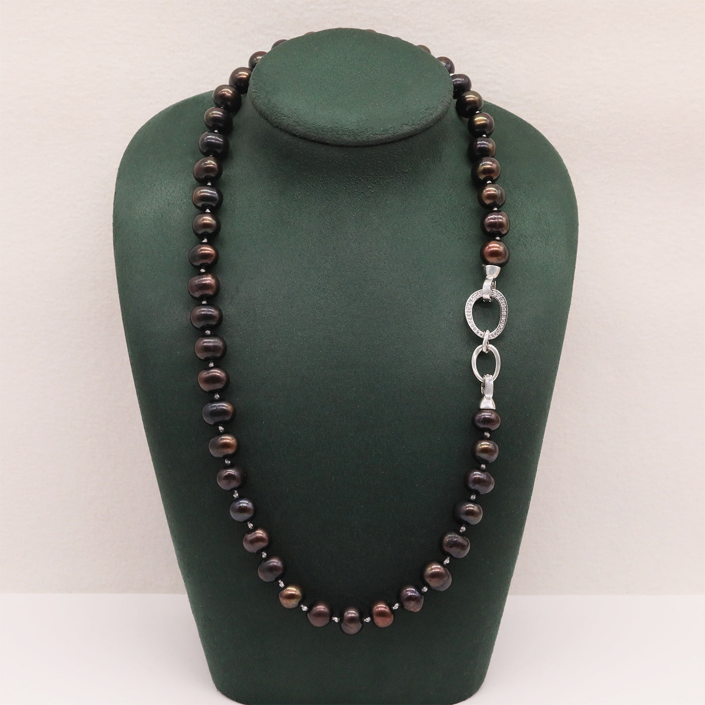 Exquisite 100% handmade Fresh Water Pearl Necklace 8-9mm black brown fresh water pearl with delicate buttons, unique Valentine's Day gift, with gift box, suitable for everyday, party fresh water pearl necklace for men and women[XL-2501Golden-03]