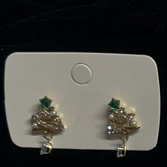 Rhinestone Chrismas Tree earring