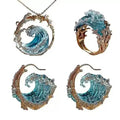 Exciting Wave pendant-ring-earring fashion jewelry set