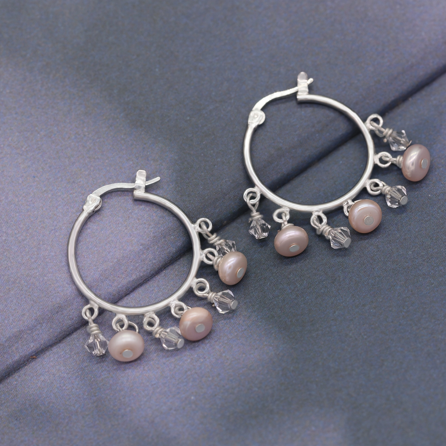 Elegant looped fringe freshwater Pearl earrings Natural White pendant Pearl design Bohemian chic earrings for everyday wear/parties, unique Valentine's Day gifts[EH-2501Pink-01]