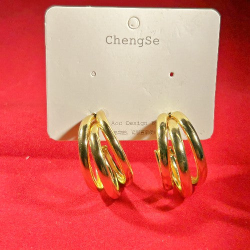 3 wire gold hoop earring
