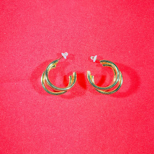 3 wire gold hoop earring