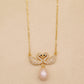 Elegant Fresh Water Pearl Double Swan Pendant Necklace Handmade 100% fresh water pearl pendant necklace with gift box, perfect for everyday, wedding and festival wear everything fresh water pearl pendant necklace【XL-2502Golden-03】