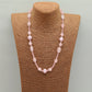 Boho-Chic Handcrafted Pink Natural Stone & Freshwater Pearl Long Necklace - Perfect for Parties, Weddings, and Vacations【NK-XL2501Pink-01】